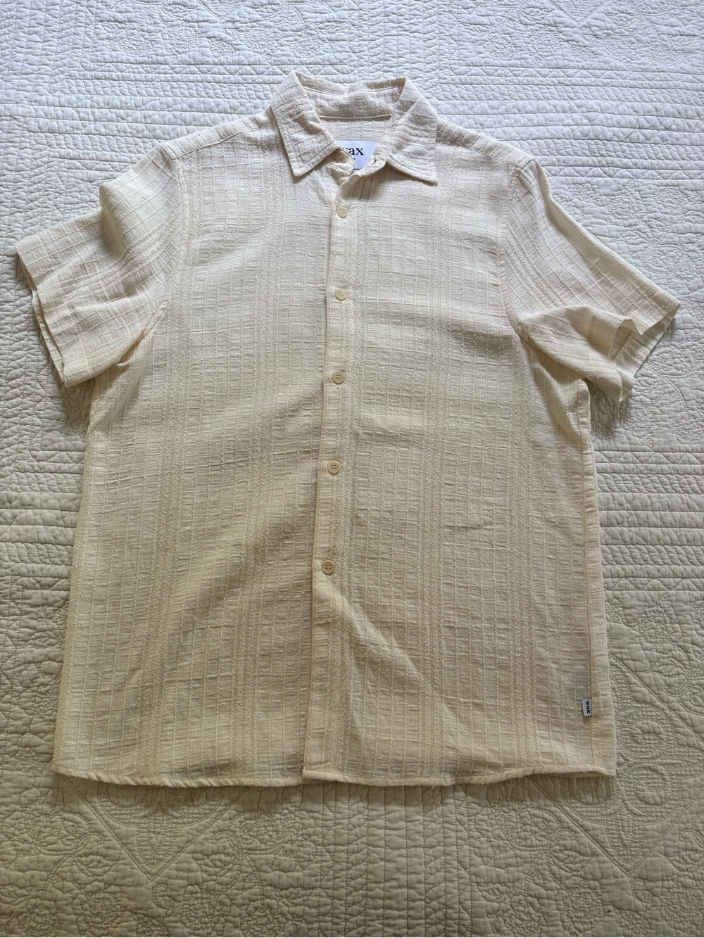 Relaxed Short-Sleeve Dress Shirt in Cream by Wax London